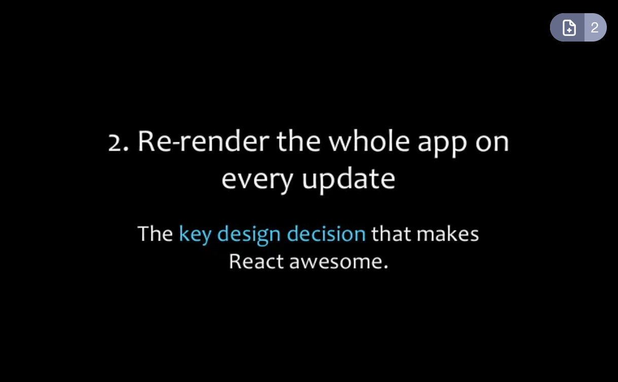 The slide from one of the first talks about React